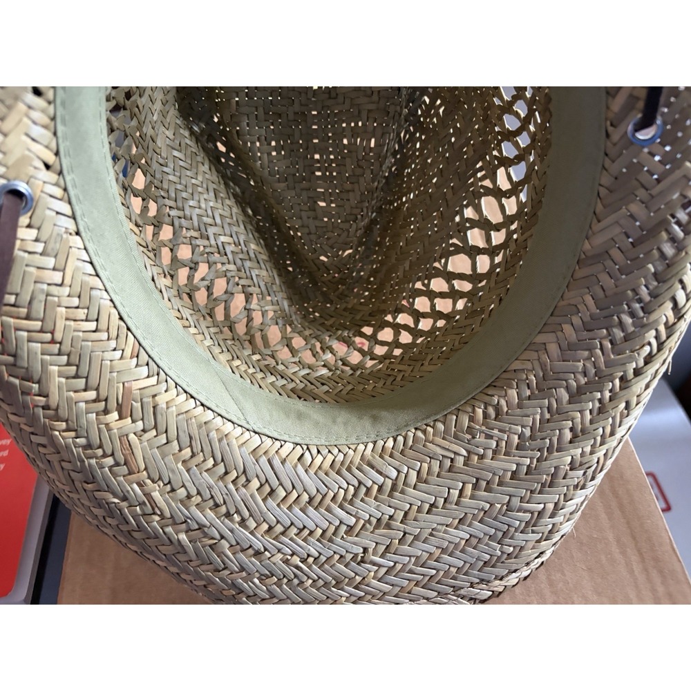 Broner Ventilated Western Straw Cowboy Hat Leather Chin Strap Size Large - Picture 5 of 15